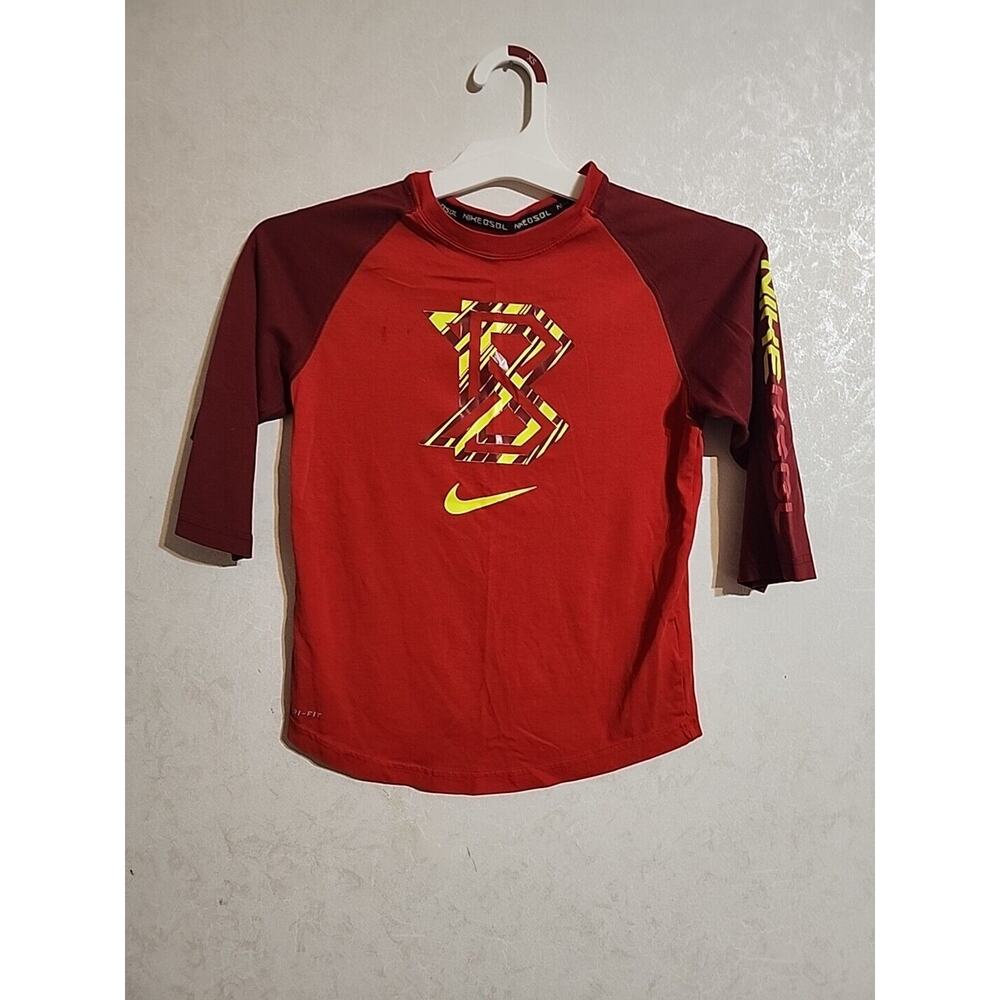 Nike BSBL Boys 3/4 Sleeve Dri-Fit Tee sz Small Red